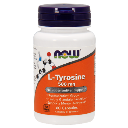 NOW-00160 - L-Tyrosine 500 mg 60 Capsules в категория Гадене. L-Tyrosine