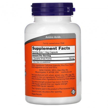 NOW-00165 - L-Tyrosine Extra Strength 750 mg 90 Capsules в категория