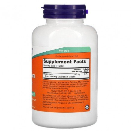 NOW-01300 - Magnesium Malate 1000 mg 180 Tablets в категория Диабет.