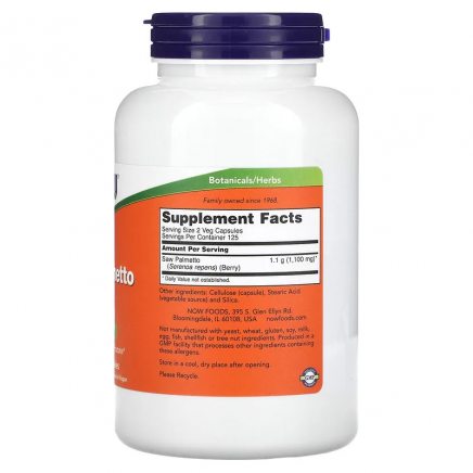 NOW-04748 - Saw Palmetto Berries 550 mg 250 Veg Capsules в категория Аритмия.