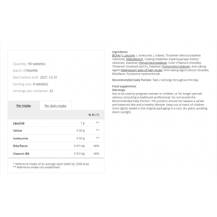 - BCAA 2:1:1 90 Tablets в категория . BCAA 2:1:1 90/200 таблетки | Prozis