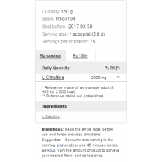 L-Citrulline Malate Powred 150 гр L-Citrulline Malate Powred 150 гр