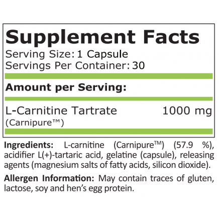 PRN-309420 - L-Carnitine 1000 mg 30 Capsules в категория Отслабване.