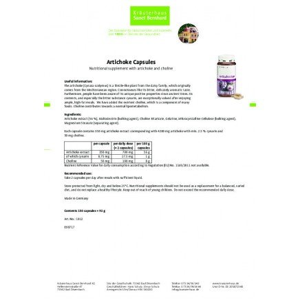 STB-208044 - Artischocken 150 Kaps в категория Мозъчна функция. Artichoke