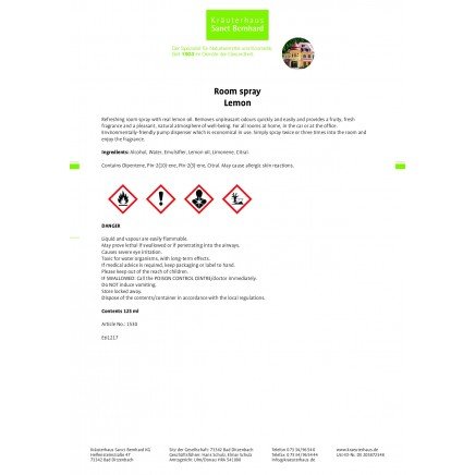 STB-209348 - Raumspray Zitrone 125 ml в категория Ароматерапия