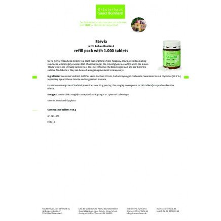 STB-201595 - Stevia 1000 tablets в категория Сърдечно здраве. Stevia