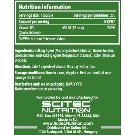 SCI-10539 - Vitamin D3 480 IU 250 Capsules в категория Витамини. Vitamin D3 480