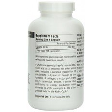 L-Lysine 500 mg 200 Capsules Source Naturals