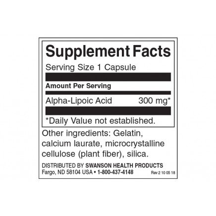 SWS-02190 - Alpha Lipoic Acid 300 mg 120 Capsules в категория Зрение и Очи.
