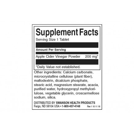 SWS-04036 - Apple Cider Vinegar 200 mg 120 Tablets в категория Отслабване.