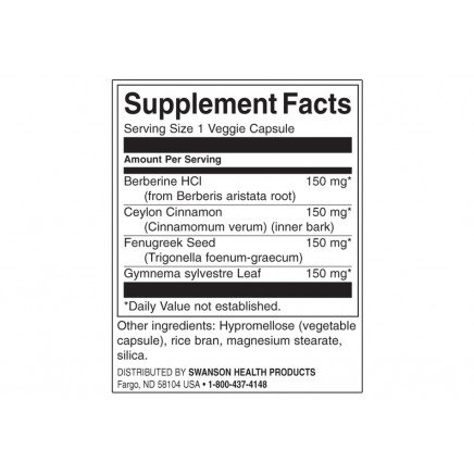 SWS-11629 - Berberine with Cinnamon Gymnema & Fenugreek Veggie Capsules в категория