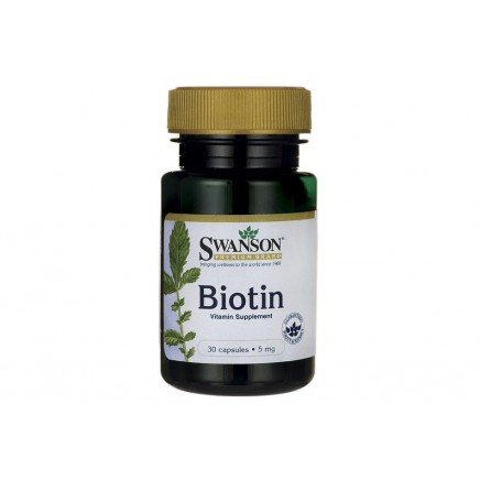 SWS-11239 - Biotin 5 mg 30 Capsules в категория Витамини. Biotin (Биотин) 5