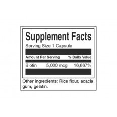 Biotin (Биотин) 5 мг 30 капсули Biotin (Биотин) 5 мг 30 капсули