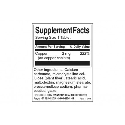 SW223, SWS-01223 - Copper 2 mg 300 Tablets в категория Минерали. Copper (Мед)