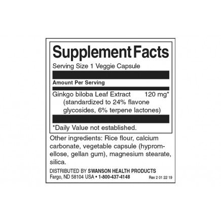 SWU033, SWS-02033 - Delayed-Release Standardized Ginkgo 120 mg 100 Capsules в категория