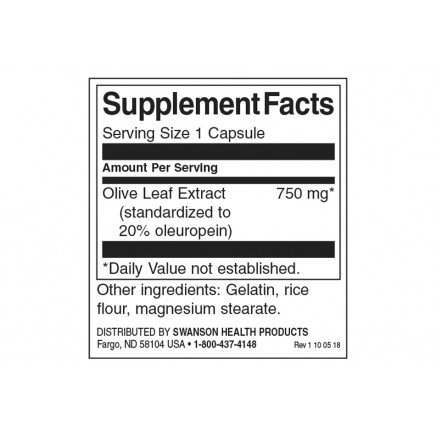 SWS-14139 - Extra Strength Olive Leaf Extract 750 mg 60 Capsules в категория