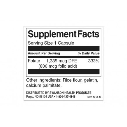 SWS-01035 - Folic Acid 800 mcg 250 Capsules в категория Витамини. Folic Acid 800