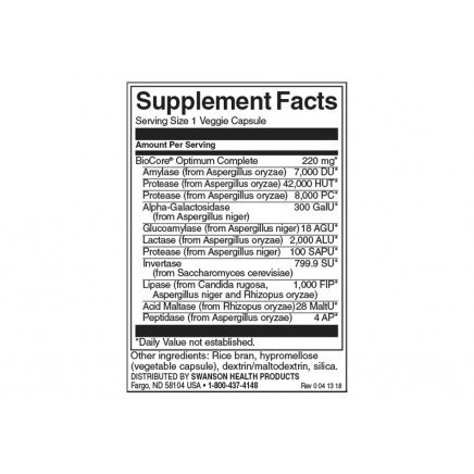 SWU445 - Full-Spectrum Enzymes BioCore Optimum Complete 90 Veggie Caps в категория