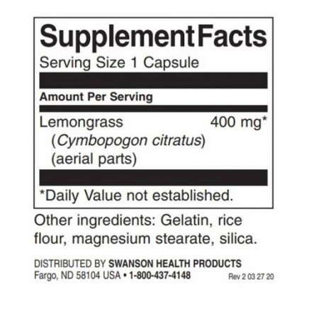 - Full Spectrum Lemongrass 400 mg 60 Capsules в категория Храносмилателна