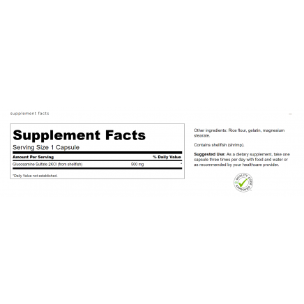 SW528, SWS-01528 - Glucosamine Sulfate 2KCl 500 mg 250 Capsules в категория Артрит.