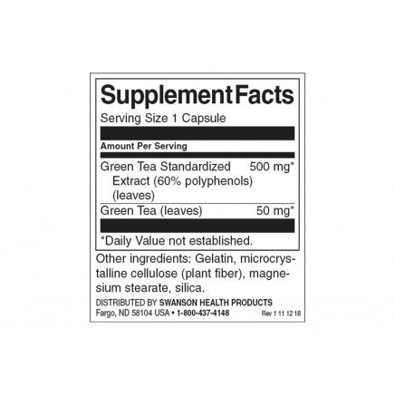SWS-14099 - Green Tea Extract 500 mg 60 Capsules в категория Антиоксиданти.