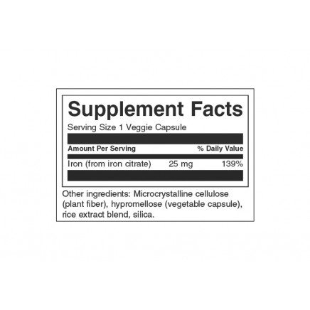 - Iron Citrate 25 mg 60 Veggie Capsules в категория Минерали. Iron Citrate 25