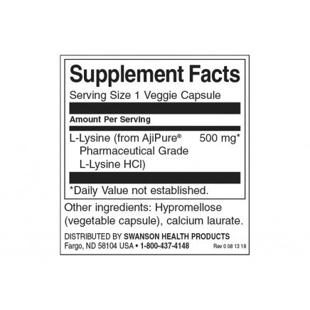 SWU452, SWS-02452 - L-Lysine Pharmaceutical Class 90 Veggie Capsules в категория