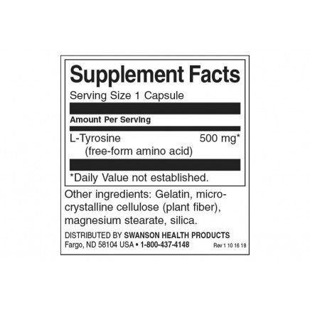 SW855, SWS-01855 - L-Tyrosine 500 mg 100 Capsules в категория Мозъчна