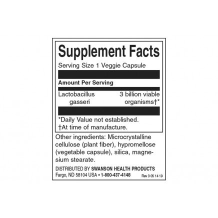 SWA027, SWS-19027 - Lactobacillus Gasseri 3 Billion CFU 60 Veggie Capsules в категория