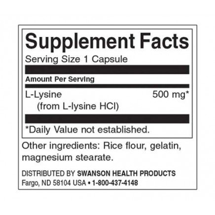 SW268, SWS-01268 - Lysine Free Form 500 mg 100 Capsules в категория Стрес. Lysine