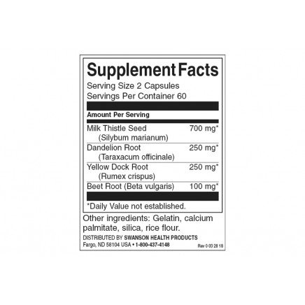 SW1707 - Milk Thistle, Dandelion & Yellow Dock 120 Capsules в категория Черен