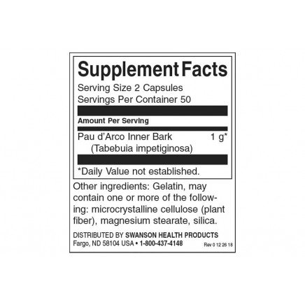 SW424 - Pau d’Arco 500 mg 100 Capsules в категория Отслабване. Pau d’Arco