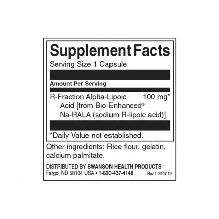 SWU250 - R-Fraction Alpha Lipoic Acid Double Strength 100 mg 60 Capsules в категория