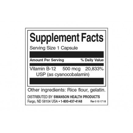 Мнения и ползи от Vitamin B-12 (Cyanocobalamin) 500 мкг 100 Капсули четете в Zdrave365.com SWS-01030 - Vitamin B-12 (Cyanocobalamin) 500 mcg 100 Capsules в категория