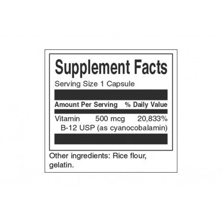 SWS-11248 - Vitamin B-12 500 mcg 30 Capsules в категория Витамини. Vitamin B-12