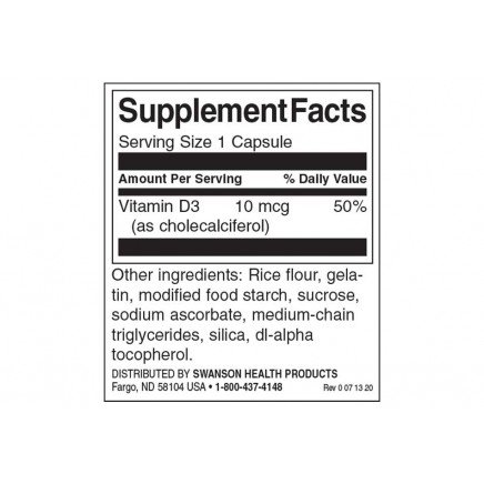SW1211, SWS-11211 - Vitamin D-3 400 IU 250 Capsules в категория Витамини. Vitamin