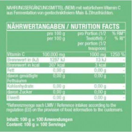 - Vitamin C Powder 1000 mg 100 g в категория Витамин C. Vitamin C 1000 мг 100
